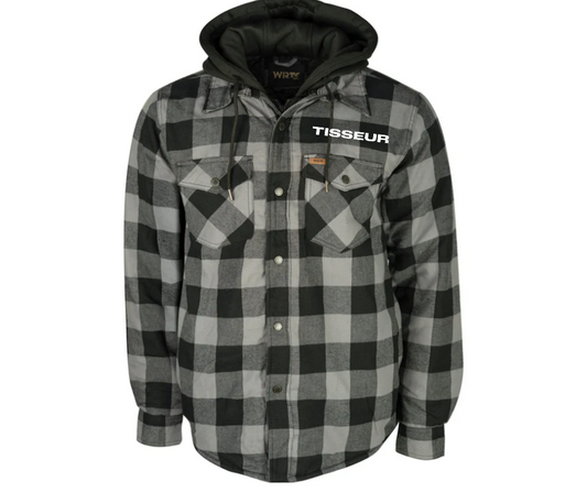 Veste en flanelle à carreaux avec capuchon unisexe